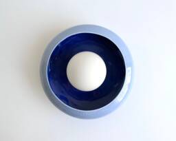 Baby Boy Nursery Colorful Handmade Ceramic Wall Sconce Shiny Blue Bedside Lamp - thumbnail 1
