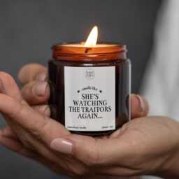 Traitors Tv Show Candle, Smells Like She's Watching The Again, Funny Gift - thumbnail 1