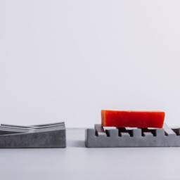 Piano Modern Concrete Soap Dish, Industrial Slat Design Minimalist Grey Bathroom Decor Architectural Holder Geometric Cement Saver - thumbnail 3