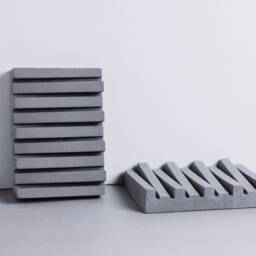 Piano Modern Concrete Soap Dish, Industrial Slat Design Minimalist Grey Bathroom Decor Architectural Holder Geometric Cement Saver - thumbnail 4