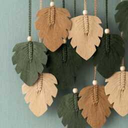 Boho Leaf Wall Decor, Macrame Hanging, Modern Home Gift For New Home, Tapestry, Handmade Tropical Art L47 - thumbnail 4