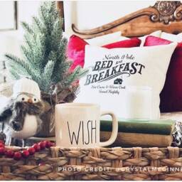 North Pole Bed & Breakfast Linen Pillow Cover - Christmas Farmhouse Decor - thumbnail 2