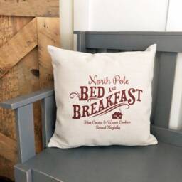 North Pole Bed & Breakfast Linen Pillow Cover - Christmas Farmhouse Decor - thumbnail 3