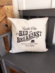 North Pole Bed & Breakfast Linen Pillow Cover - Christmas Farmhouse Decor - thumbnail 1