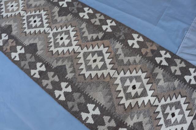 2x7 Afghan Kilim Runner Rug 2.1x6.6 Ft - Flatweave Geometric Design Grya Beige Oriental Rug- Hallway Kitchen - image 1