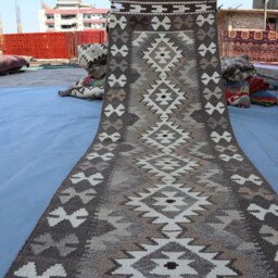 2x7 Afghan Kilim Runner Rug 2.1x6.6 Ft - Flatweave Geometric Design Grya Beige Oriental Rug- Hallway Kitchen - thumbnail 4