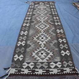 2x7 Afghan Kilim Runner Rug 2.1x6.6 Ft - Flatweave Geometric Design Grya Beige Oriental Rug- Hallway Kitchen - thumbnail 2