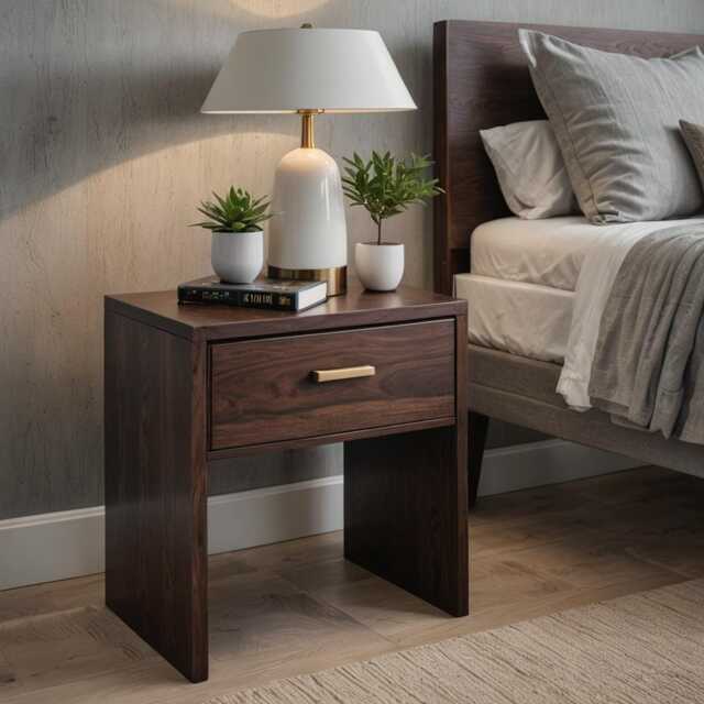 Solid Wood Bedside Table in Oak & Walnut, Modern With Wooden Or Metal Legs, Individually Customizable, Made-To-Measure Nightstand - image 1