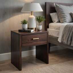 Solid Wood Bedside Table in Oak & Walnut, Modern With Wooden Or Metal Legs, Individually Customizable, Made-To-Measure Nightstand - thumbnail 1