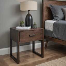 Solid Wood Bedside Table in Oak & Walnut, Modern With Wooden Or Metal Legs, Individually Customizable, Made-To-Measure Nightstand - thumbnail 3