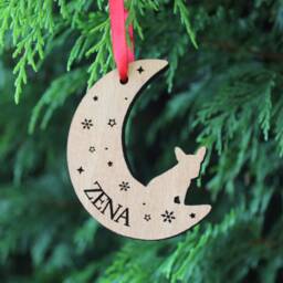 Personalised Dog Christmas Bauble, Decoration, Pet Lover Gift, Dogs First Christmas, Wooden Tree Puppy - thumbnail 4
