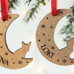Personalised Dog Christmas Bauble, Decoration, Pet Lover Gift, Dogs First Christmas, Wooden Tree Puppy - thumbnail 3