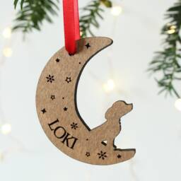 Personalised Dog Christmas Bauble, Decoration, Pet Lover Gift, Dogs First Christmas, Wooden Tree Puppy - thumbnail 2