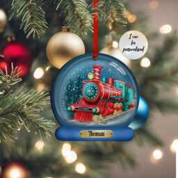 Personalised Christmas Bauble, Tree Ornament, Santa Train Family Hanging Xmas Decoration, Gift - thumbnail 3