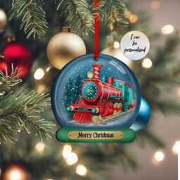 Personalised Christmas Bauble, Tree Ornament, Santa Train Family Hanging Xmas Decoration, Gift - thumbnail 2