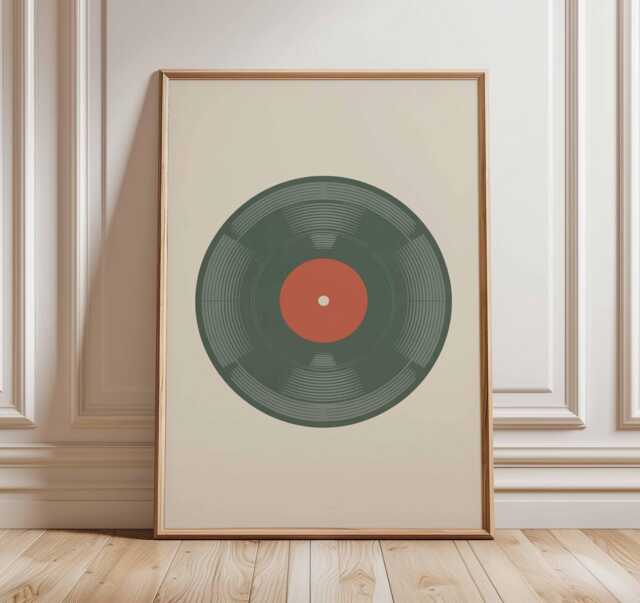 Vinyl Record Poster, Retro Music Wall Art Print, Minimalist Player Decor, Vintage Album Cover Inspired Artwork, Lover Gift