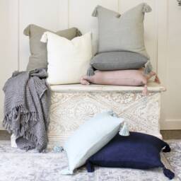 Hand Woven Tassel Pillow Cover 20 X Neutral Layering Decorative Throw Texture - thumbnail 2