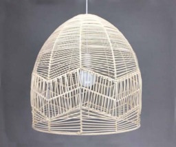 Rattan Pendant Light Shade, Boho Woven Hanging Lamp, Natural Fiber Lighting