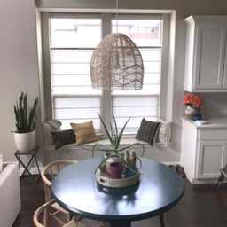 Rattan Pendant Light Shade, Boho Woven Hanging Lamp, Natural Fiber Lighting - thumbnail 2