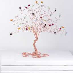 Family Tree Wire Art Gem Birthstone Swarovski Crystal Sculpture Mothers Day Grandmother Gift Custom Genealogy - thumbnail 3