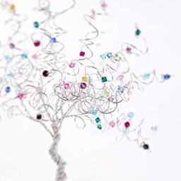 Family Tree Wire Art Gem Birthstone Swarovski Crystal Sculpture Mothers Day Grandmother Gift Custom Genealogy - thumbnail 1