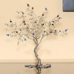 Family Tree Wire Art Gem Birthstone Swarovski Crystal Sculpture Mothers Day Grandmother Gift Custom Genealogy - thumbnail 2