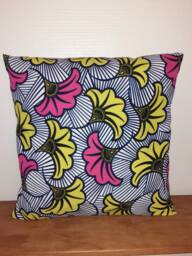 African Style Wax Cushion Cover Wedding Flowers 40x40 Side - thumbnail 1