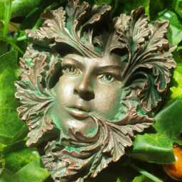 Hand-Cast & Painted Green Oak Woman Of The Forest. Garden Wall Plaque Ornament Gift 10 X 9 cm - thumbnail 2