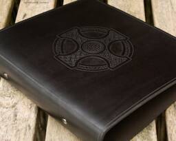 A5 Black Leather 2 Ring Binder, Celtic Cross, Celebrant Christian Ringbinder, Diary/Planner, Free Personalisation - thumbnail 1