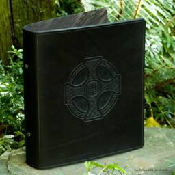A5 Black Leather 2 Ring Binder, Celtic Cross, Celebrant Christian Ringbinder, Diary/Planner, Free Personalisation - thumbnail 3