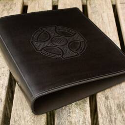 A5 Black Leather 2 Ring Binder, Celtic Cross, Celebrant Christian Ringbinder, Diary/Planner, Free Personalisation - thumbnail 2