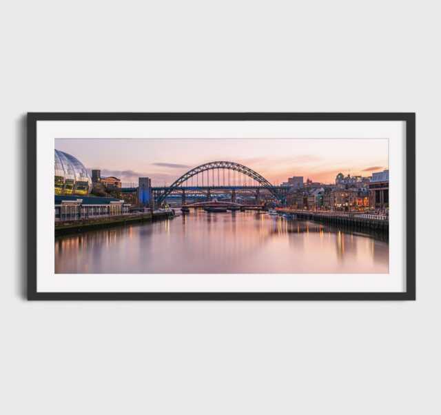 Tyne Bridge Panoramic Framed Print Newcastle Photography Wall Art - 20x11 - image 1