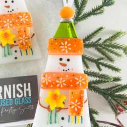 stunning Fused Glass Snowman Decoration - Christmas Decoration, Snowman Home Decor, Christmas - thumbnail 3