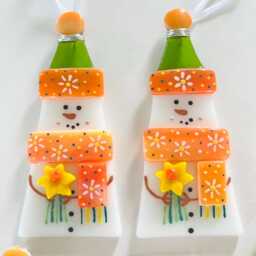 stunning Fused Glass Snowman Decoration - Christmas Decoration, Snowman Home Decor, Christmas - thumbnail 2