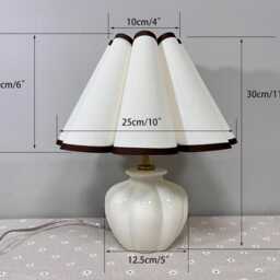 Vintage Pumpkin Ceramic Table Lamp Cream Fabric Shade Bedside Light - thumbnail 3