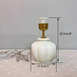 Vintage Pumpkin Ceramic Table Lamp Cream Fabric Shade Bedside Light - thumbnail 4