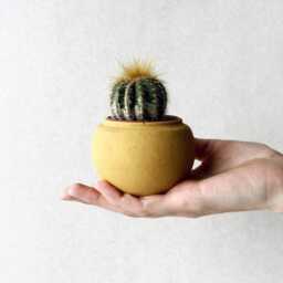 Terracotta Red Concrete Planter Pot - Minimalist Sphere, Gardening Gift - thumbnail 3