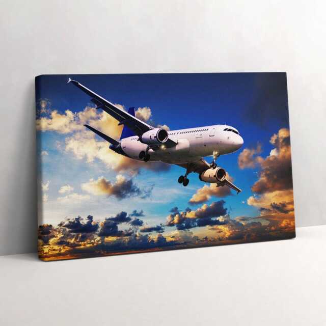 Airplane in The Clouds Canvas, Picture Wall Hanging, Navy Decor, Vehicle Canvas Print - image 1