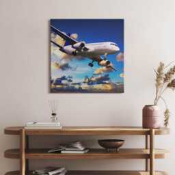 Airplane in The Clouds Canvas, Picture Wall Hanging, Navy Decor, Vehicle Canvas Print - thumbnail 2