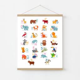 Framed Animal Alphabet Canvas Print, Kids Room Or Playroom Decor, Educational Nursery Wall Art - thumbnail 2