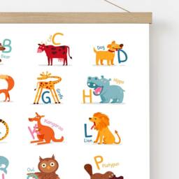 Framed Animal Alphabet Canvas Print, Kids Room Or Playroom Decor, Educational Nursery Wall Art - thumbnail 3