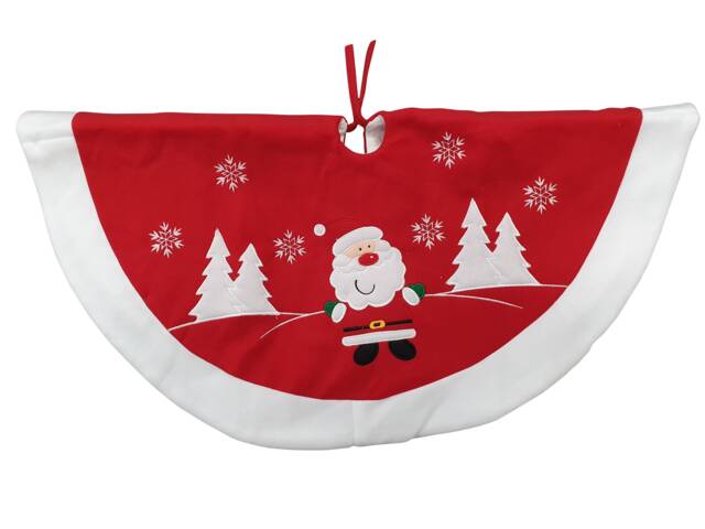 Red Christmas Tree Skirt - Santa Plush Snowman Bottom Cover Stocking Xmas Decorations Decor Traditional - image 1