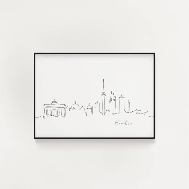 Berlin Skyline Print, Line Art Minimalist Wall Art, City Skyscraper Poster, Fine Nordic Home Decor, Sketch Landmark - image 1