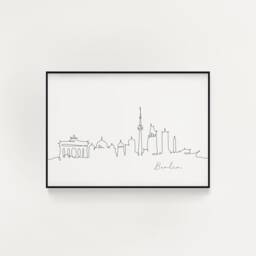 Berlin Skyline Print, Line Art Minimalist Wall Art, City Skyscraper Poster, Fine Nordic Home Decor, Sketch Landmark - thumbnail 1