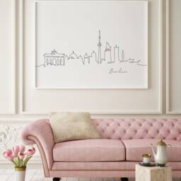 Berlin Skyline Print, Line Art Minimalist Wall Art, City Skyscraper Poster, Fine Nordic Home Decor, Sketch Landmark - thumbnail 2