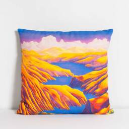 Yellow Cushion Cliff Landscape Pattern Digital Print For Sofa