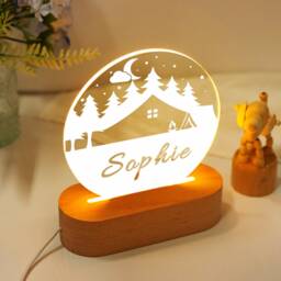 Personalized Moon & Star Night Light, Clouds Nightlight, Name Baby Bedroom Lamp, Newborn Gift, Shower Nursery Lamp - thumbnail 3