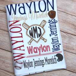 Personalized Baseball Name Blanket, Custom Baby Shower Gift - thumbnail 2