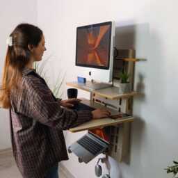 Wall Mounted Desk Space-Saving Plywood Standing Table Floating Furniture - thumbnail 2