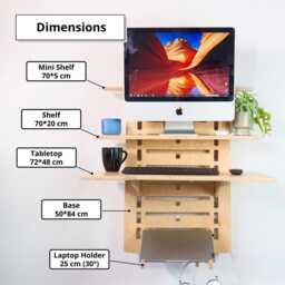 Wall Mounted Desk Space-Saving Plywood Standing Table Floating Furniture - thumbnail 3